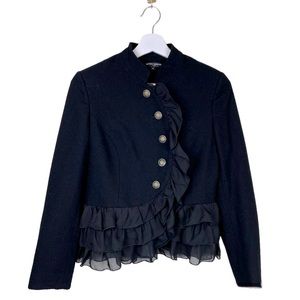 Mario Serrani Ruffle Military Blazer Size 4